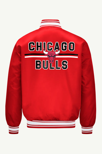 MENS CHICAGO BULLS MESH LOOK SATIN VARSITY JACKET