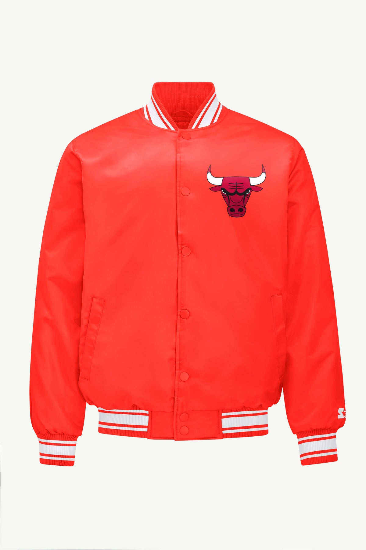 MENS CHICAGO BULLS PRINTED GRAPHIC SATIN VARSITY JACKET