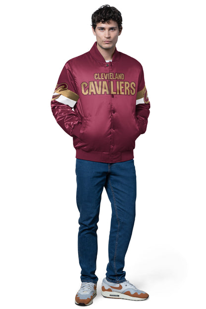 MENS CLEVELAND CAVALIERS TRIPLE OPTION SATIN VARSITY JACKET