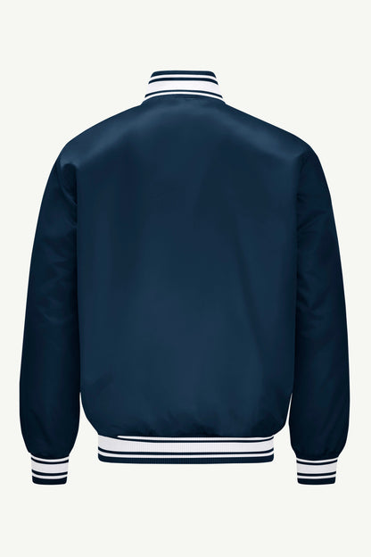 MENS DENVER NUGGETS PRINTED GRAPHIC SATIN VARSITY JACKET