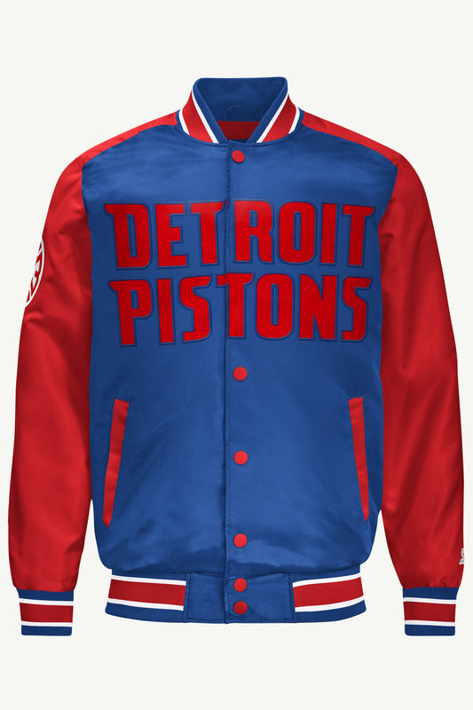 MENS DETROIT PISTONS SATIN VARSITY JACKET