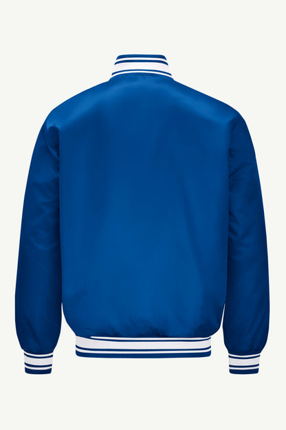 MENS GOLDEN STATE WARRIORS PRINTED GRAPHIC SATIN VARSITY JACKET