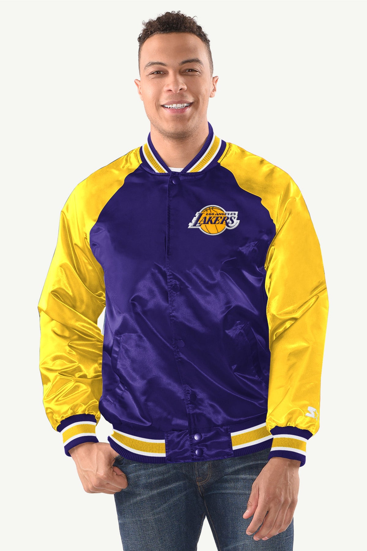 MENS LA LAKERS INDUCTEE SATIN VARSITY JACKET