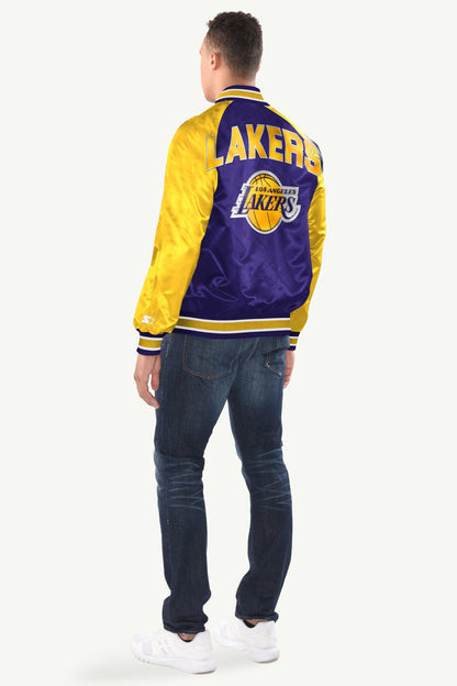MENS LA LAKERS INDUCTEE SATIN VARSITY JACKET
