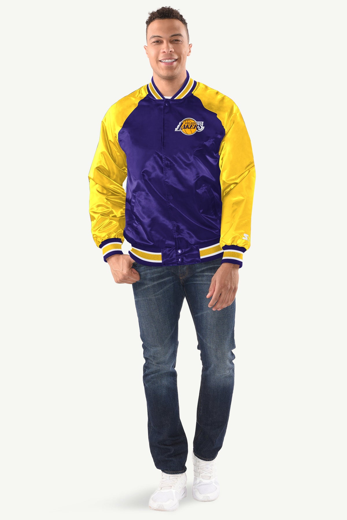 MENS LA LAKERS INDUCTEE SATIN VARSITY JACKET