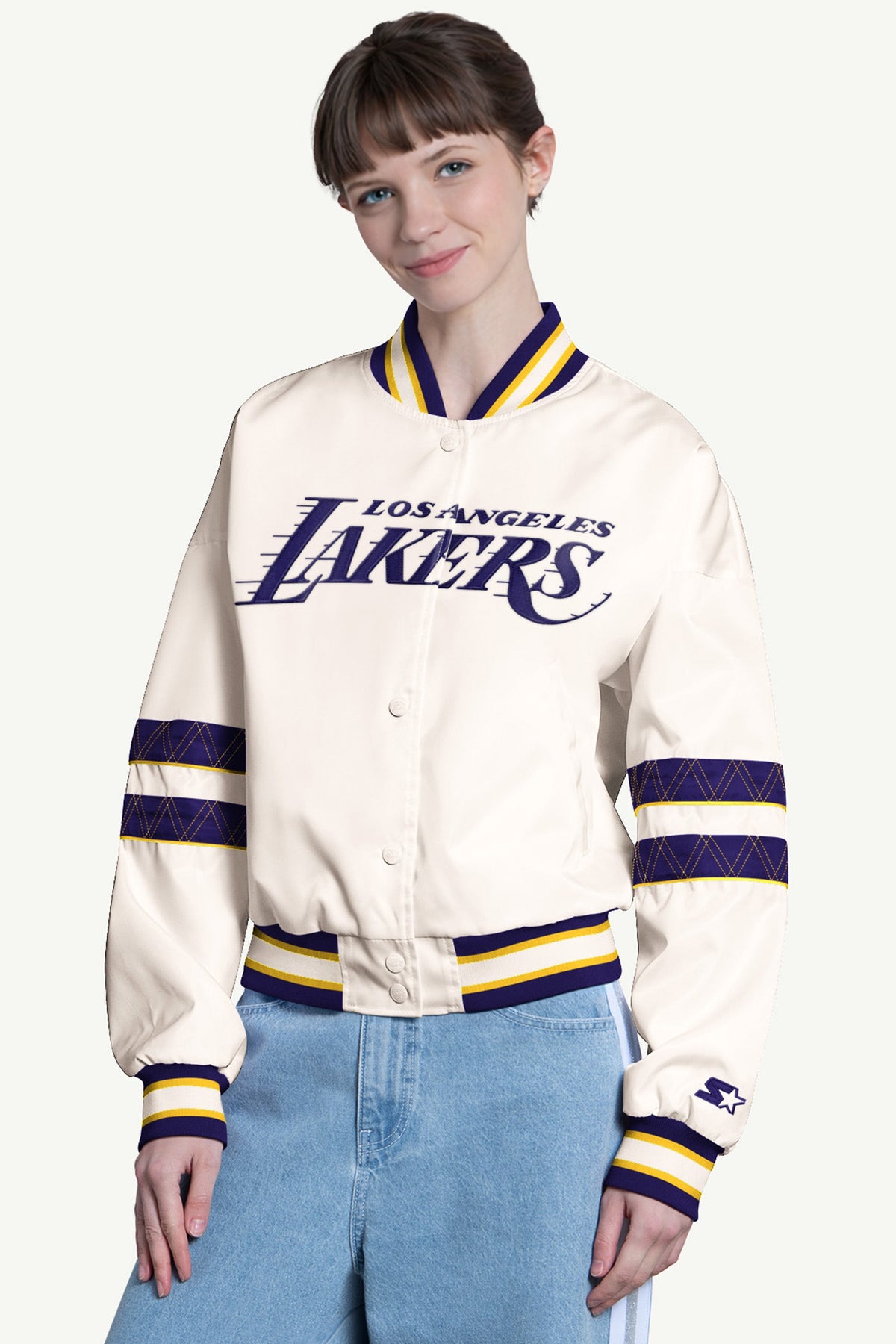 WOMENS LA LAKERS INTERCEPTION VARSITY JACKET