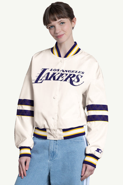 WOMENS LA LAKERS INTERCEPTION VARSITY JACKET