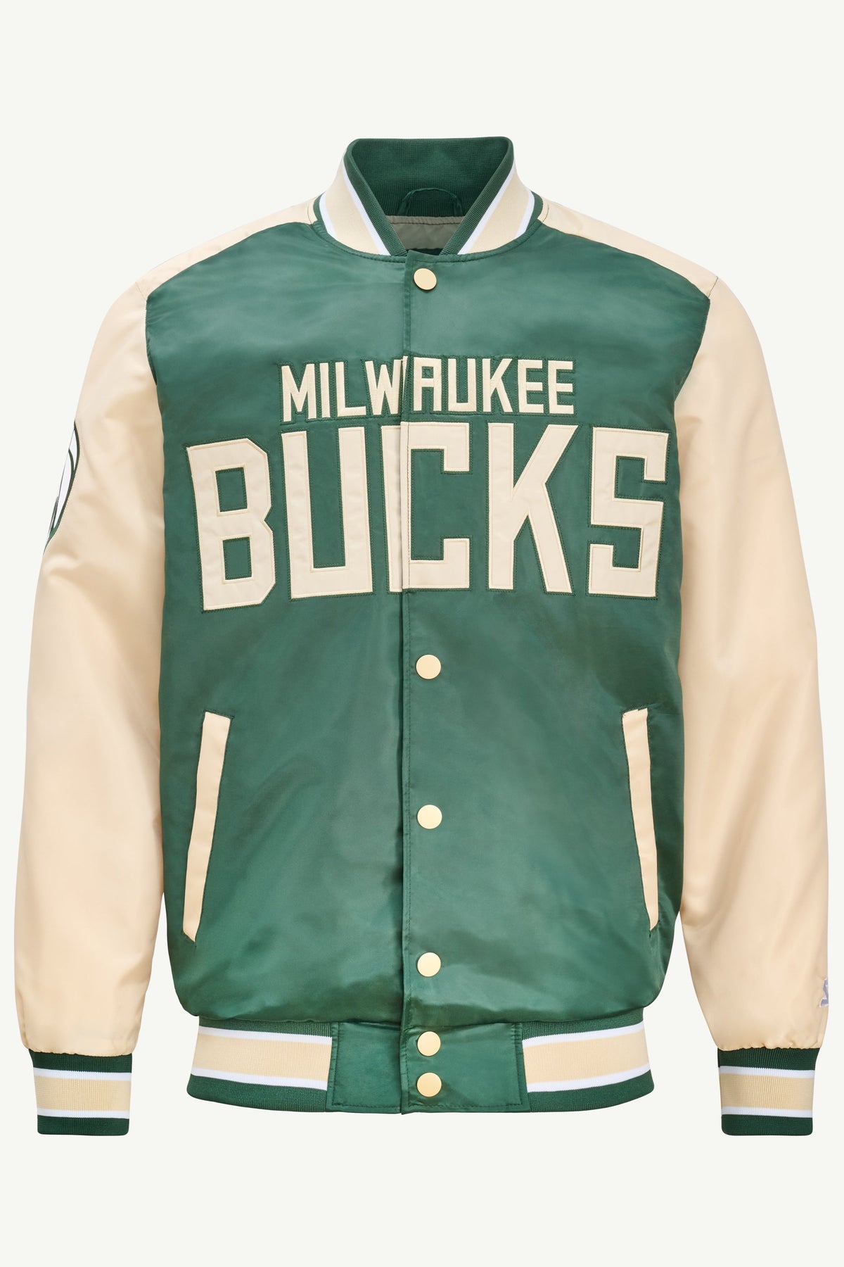 MENS MILWAUKEE BUCKS SATIN VARSITY JACKET