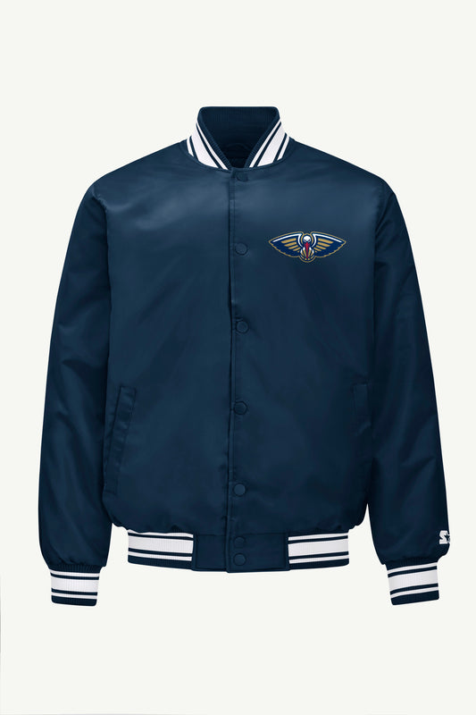 MENS NEW ORLEANS PELICANS SATIN VARSITY JACKET