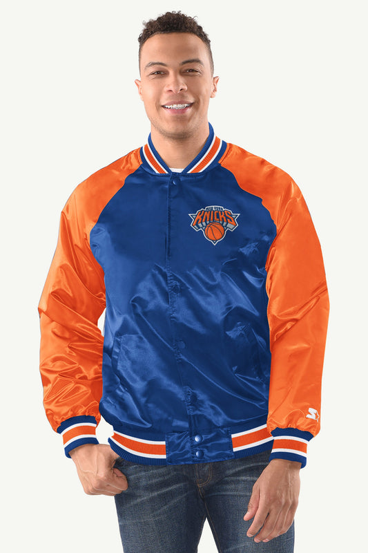 MENS NEW YORK KNICKS INDUCTEE SATIN VARSITY JACKET