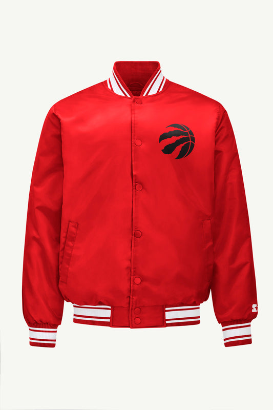 MENS TORONTO RAPTORS MESH LOOK SATIN VARSITY JACKET