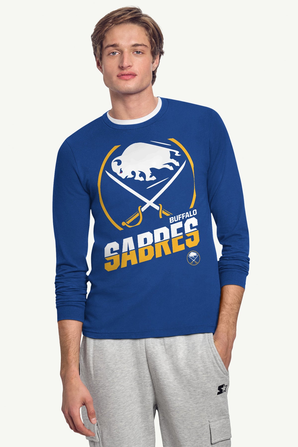 MENS BUFFALO SABRES LOGO ZOOM LONG SLEEVE T SHIRT