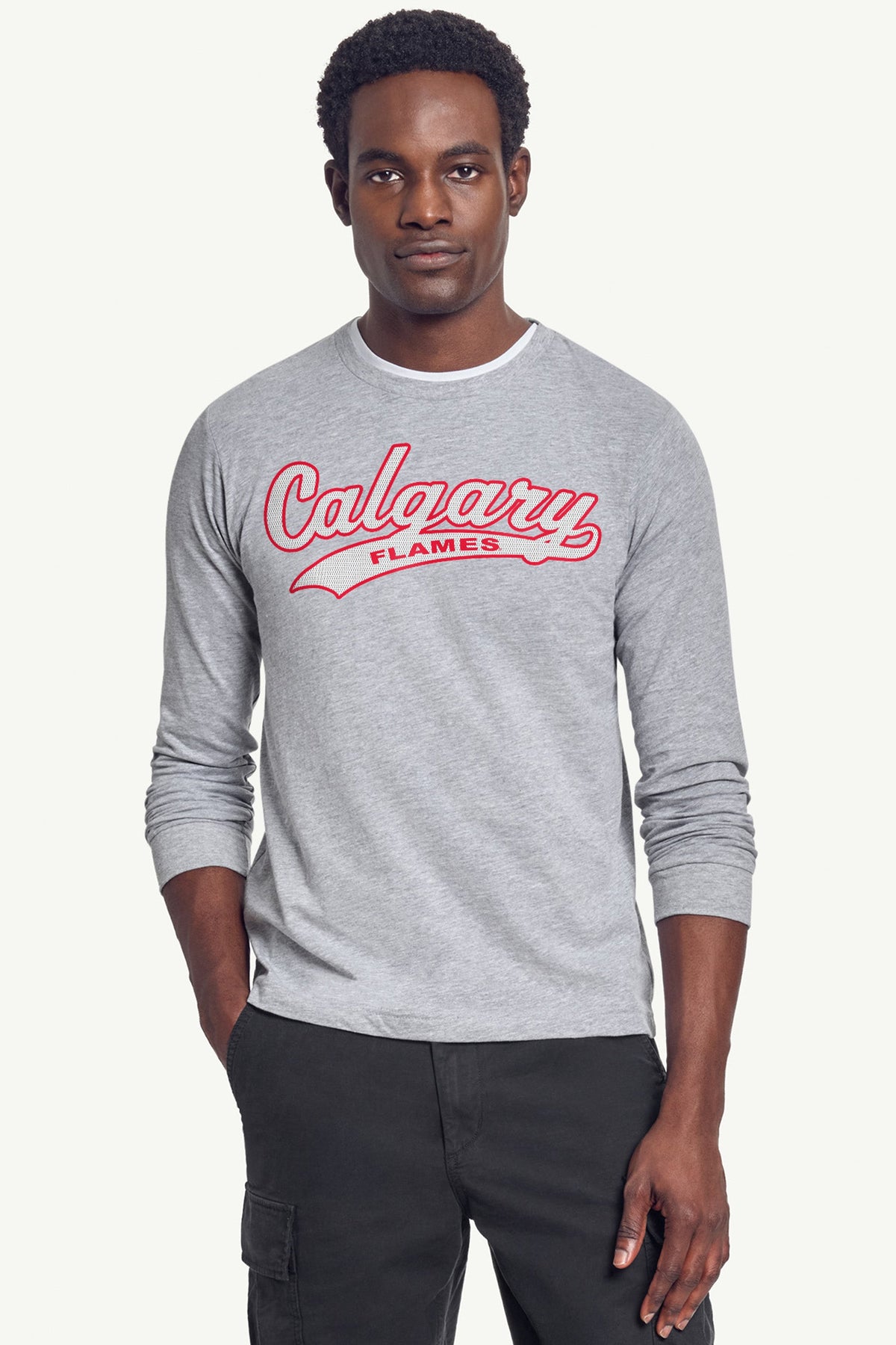MENS CALGARY FLAMES TAILSWEEP LONG SLEEVE T SHIRT