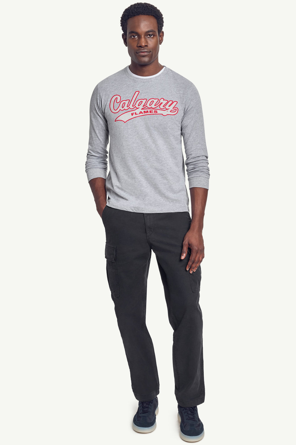 MENS CALGARY FLAMES TAILSWEEP LONG SLEEVE T SHIRT