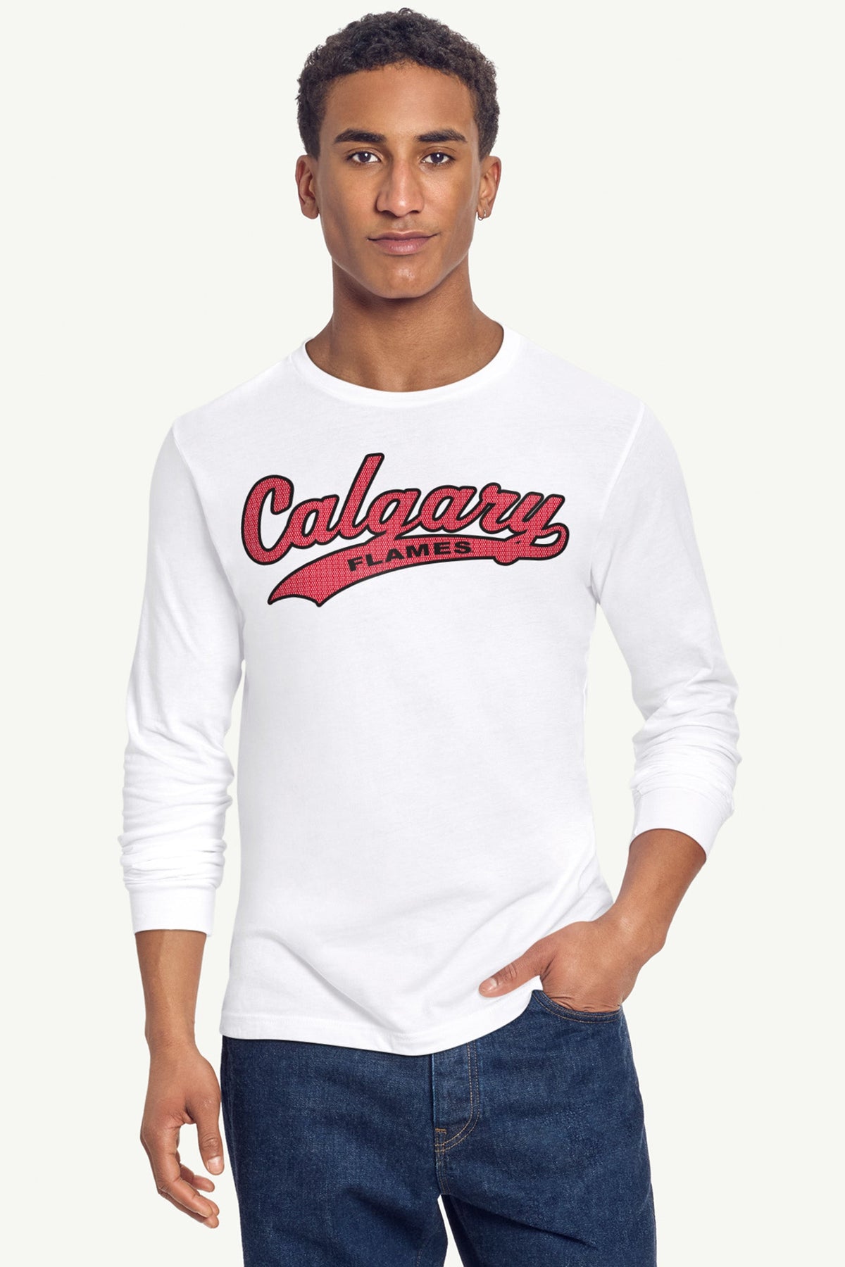 MENS CALGARY FLAMES TAILSWEEP LONG SLEEVE T SHIRT