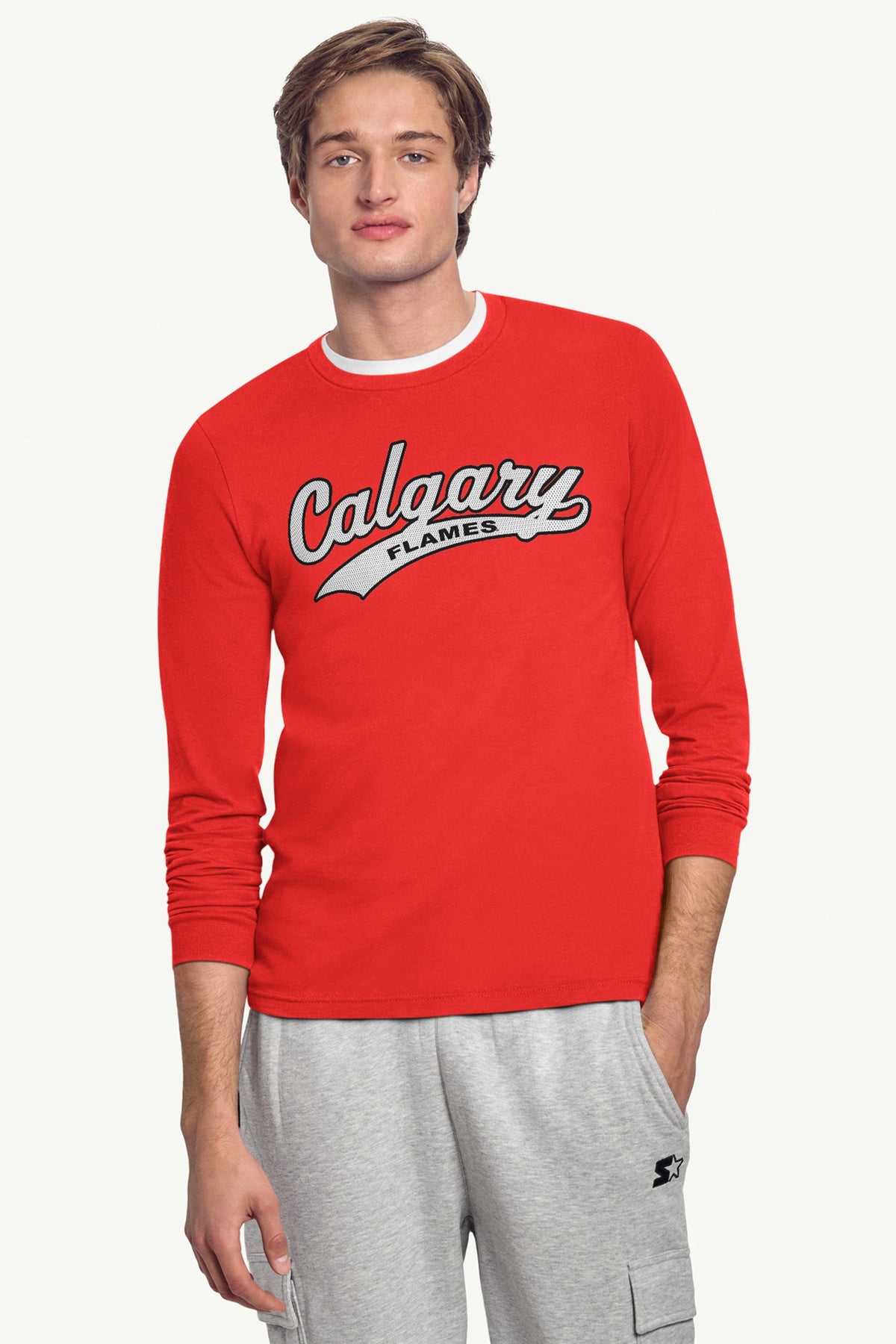 MENS CALGARY FLAMES TAILSWEEP LONG SLEEVE T SHIRT