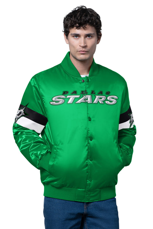 MENS DALLAS STARS TRIPLE OPTION SATIN VARSITY JACKET