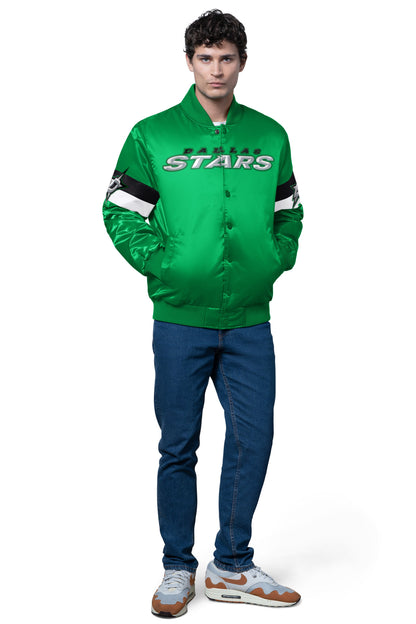 MENS DALLAS STARS TRIPLE OPTION SATIN VARSITY JACKET