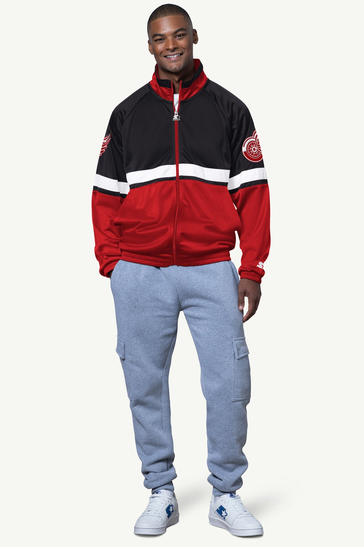MENS DETROIT RED WINGS VETERAN TRACK JACKET