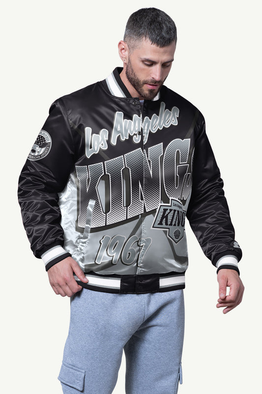 MENS LOS ANGELES KINGS PASS RUSH SATIN VARSITY JACKET