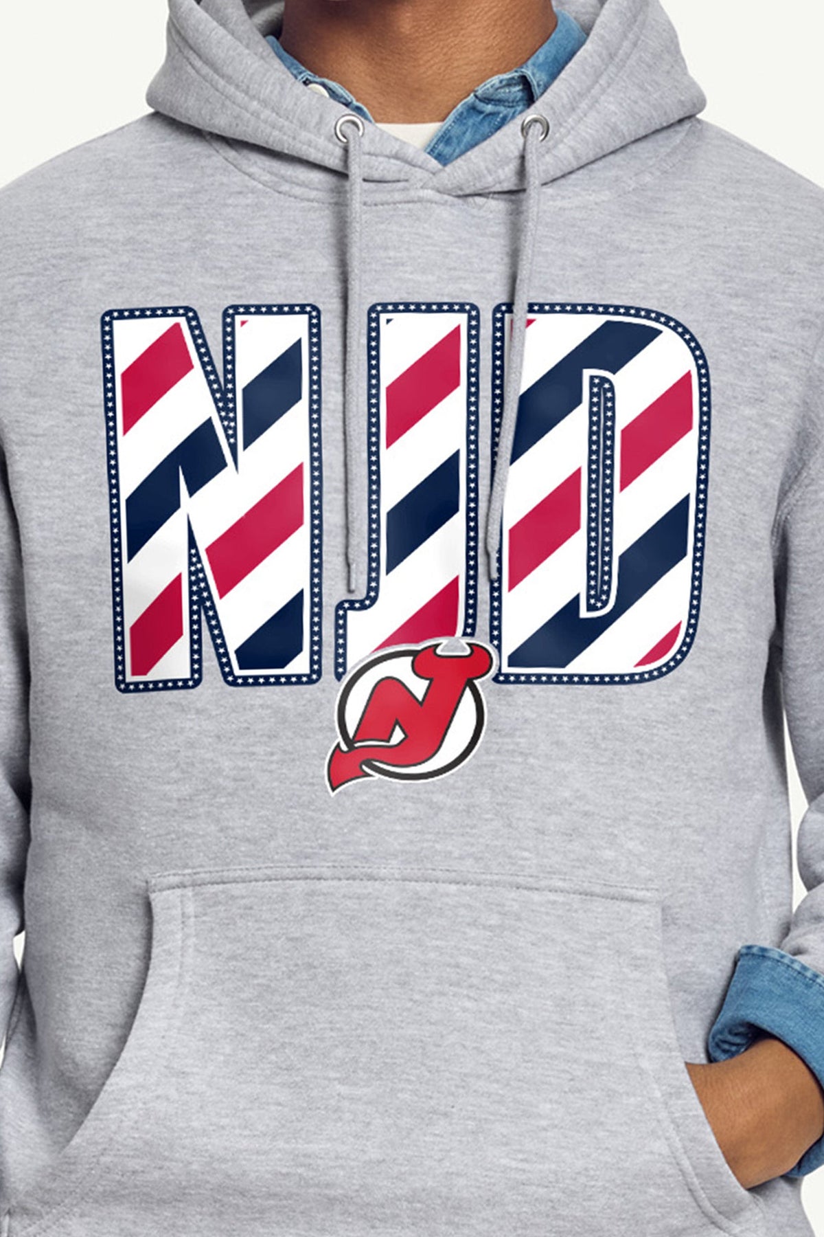 MENS NEW JERSEY DEVILS STARS AND STRIPES HOODIE