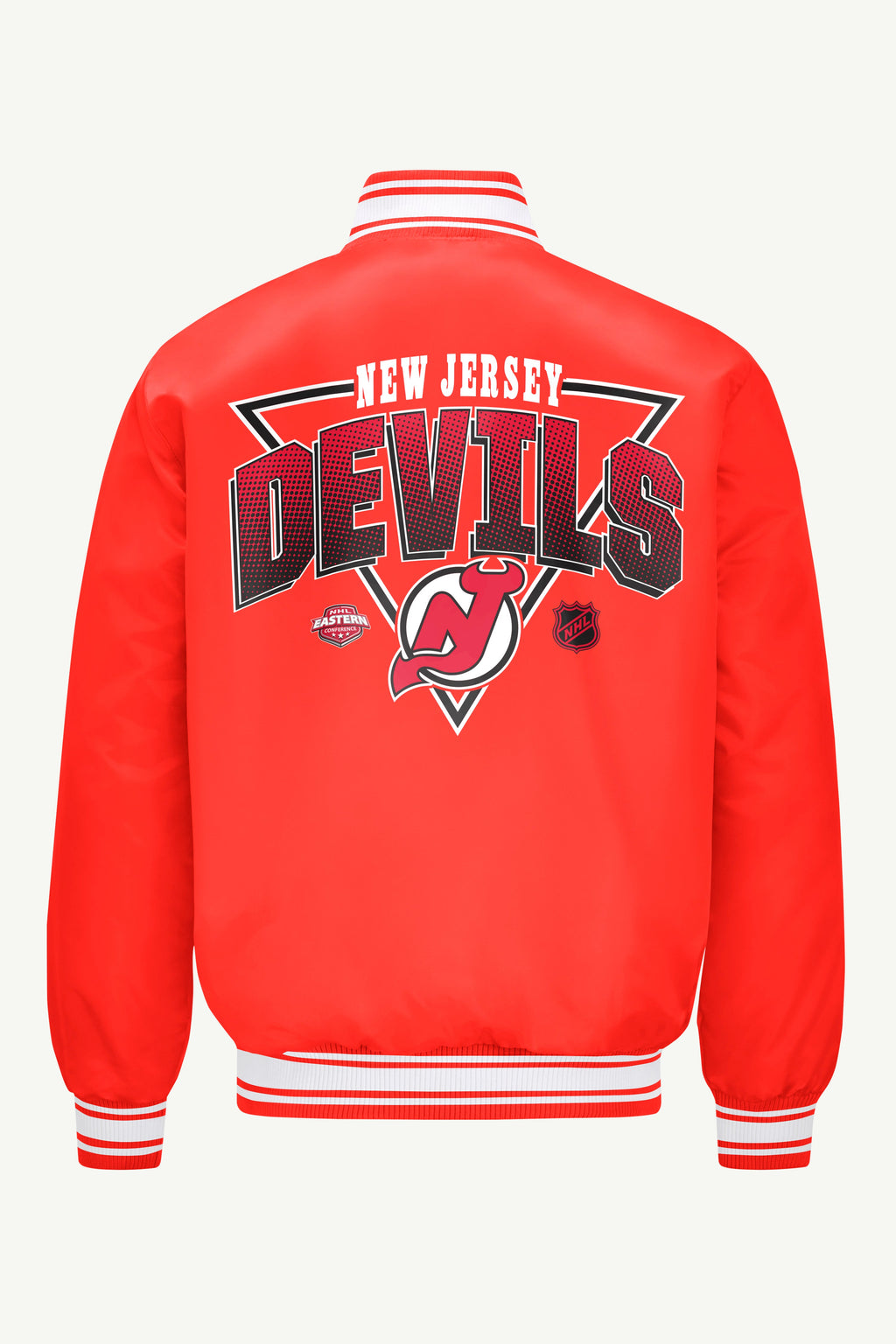 MENS NEW JERSEY DEVILS TRIANGLE SATIN VARSITY JACKET