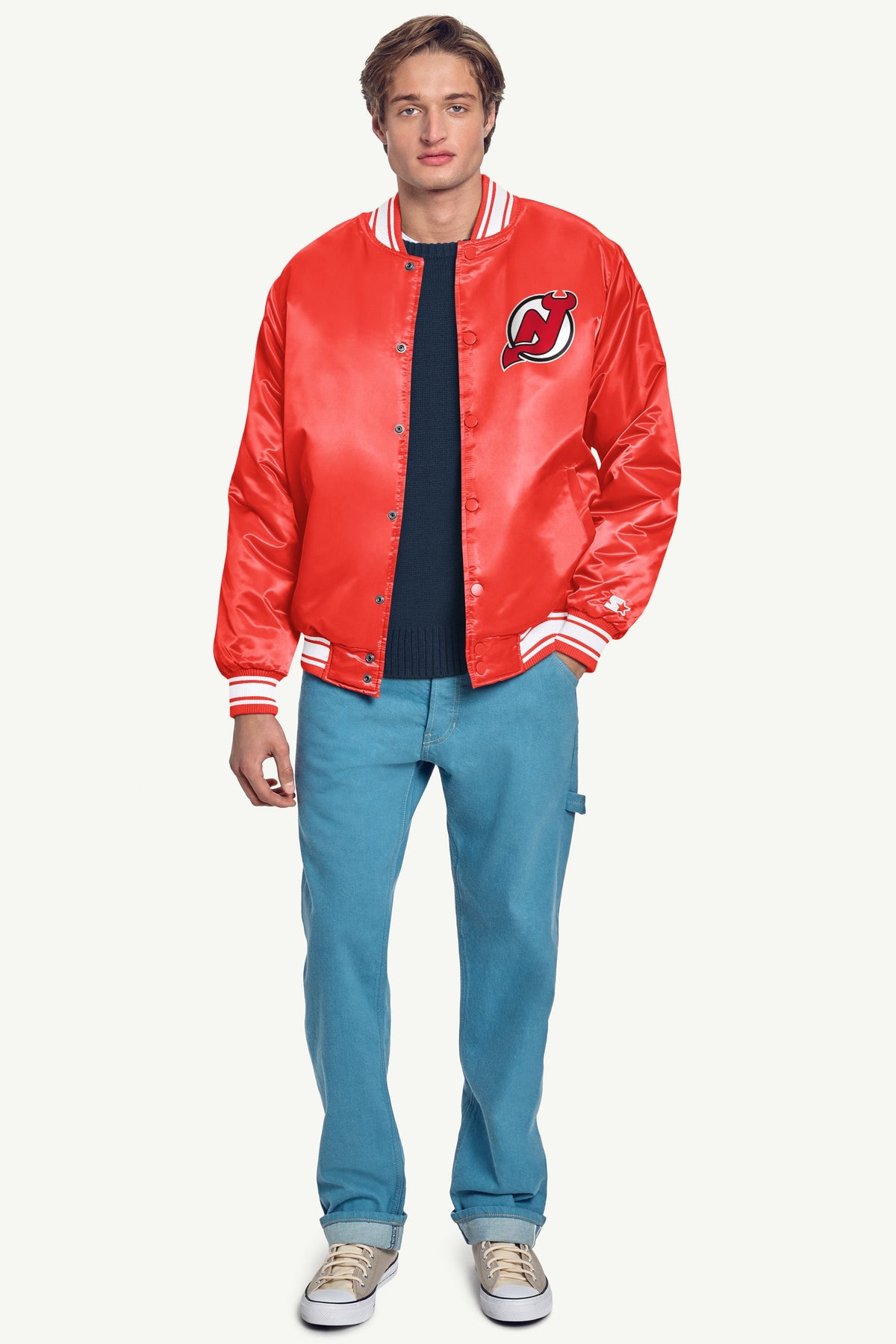 MENS NEW JERSEY DEVILS TRIANGLE SATIN VARSITY JACKET