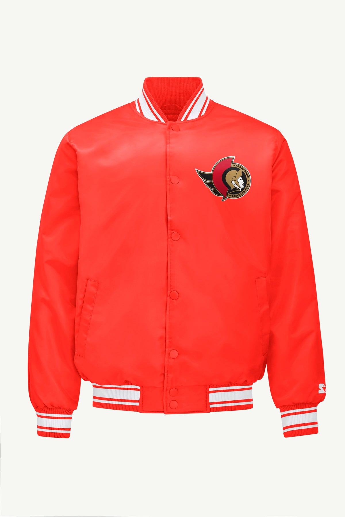 MENS OTTAWA SENATORS PRINTED GRAPHIC TRIANGLE SATIN VARSITY JACKET