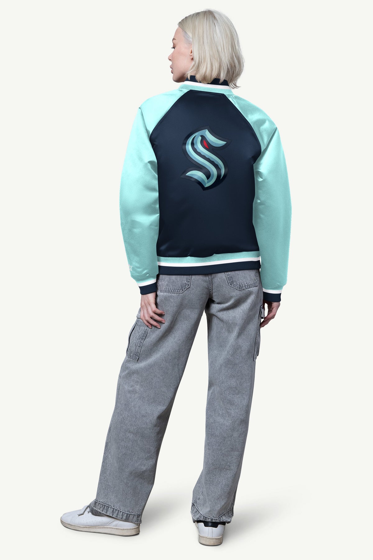 WOMENS SEATTLE KRAKEN FINAL SCORE SATIN VARSITY JACKET