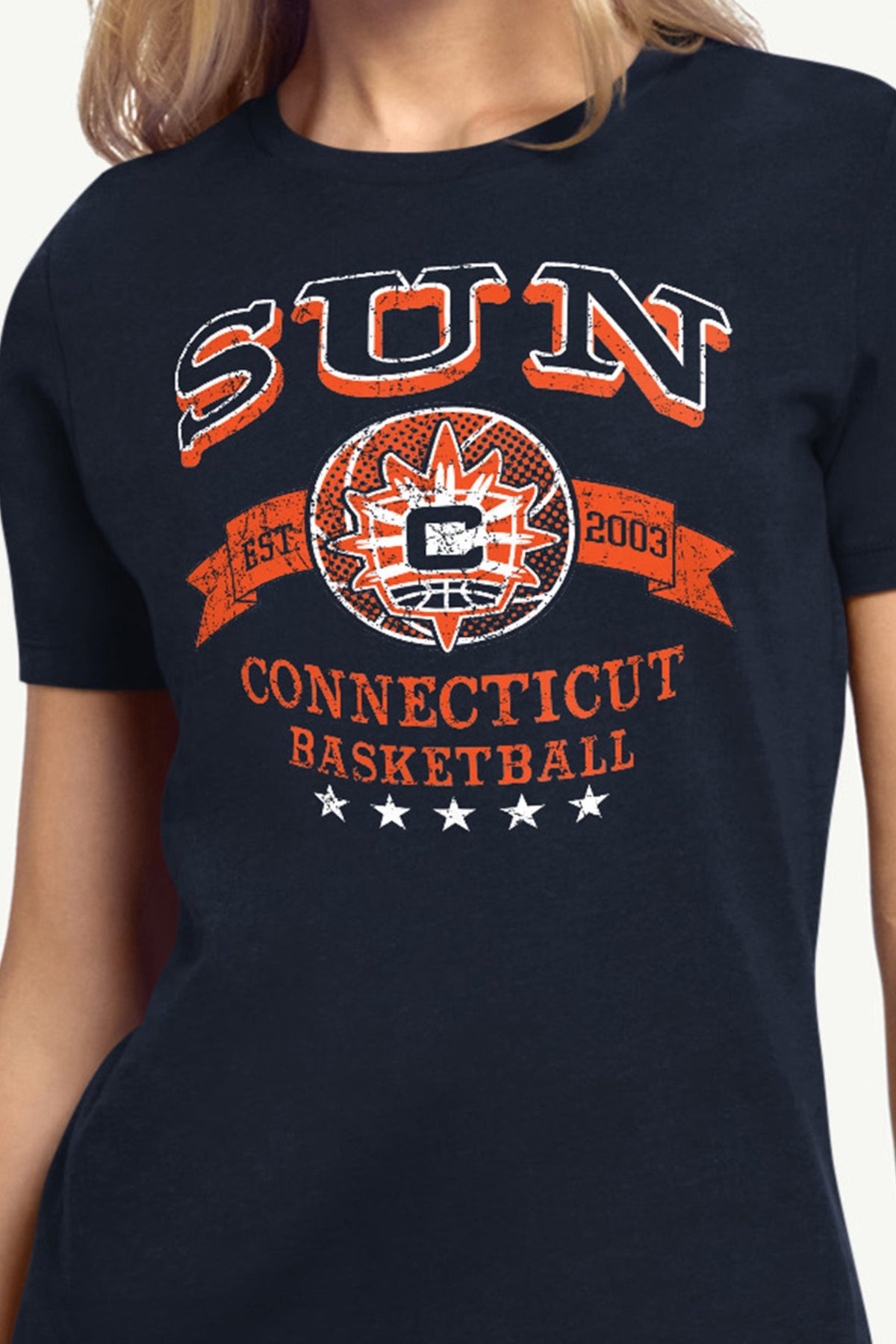 WOMENS WNBA CONNECTICUT SUN BLEACHERS & BANNER T SHIRT