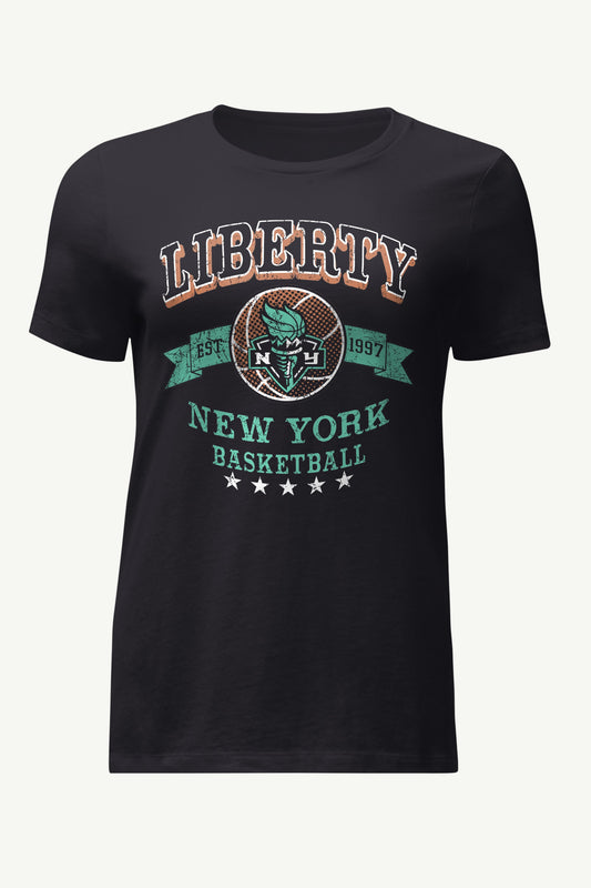 WOMENS WNBA NEW YOR LIBERTY BLEACHERS & BANNER T SHIRT