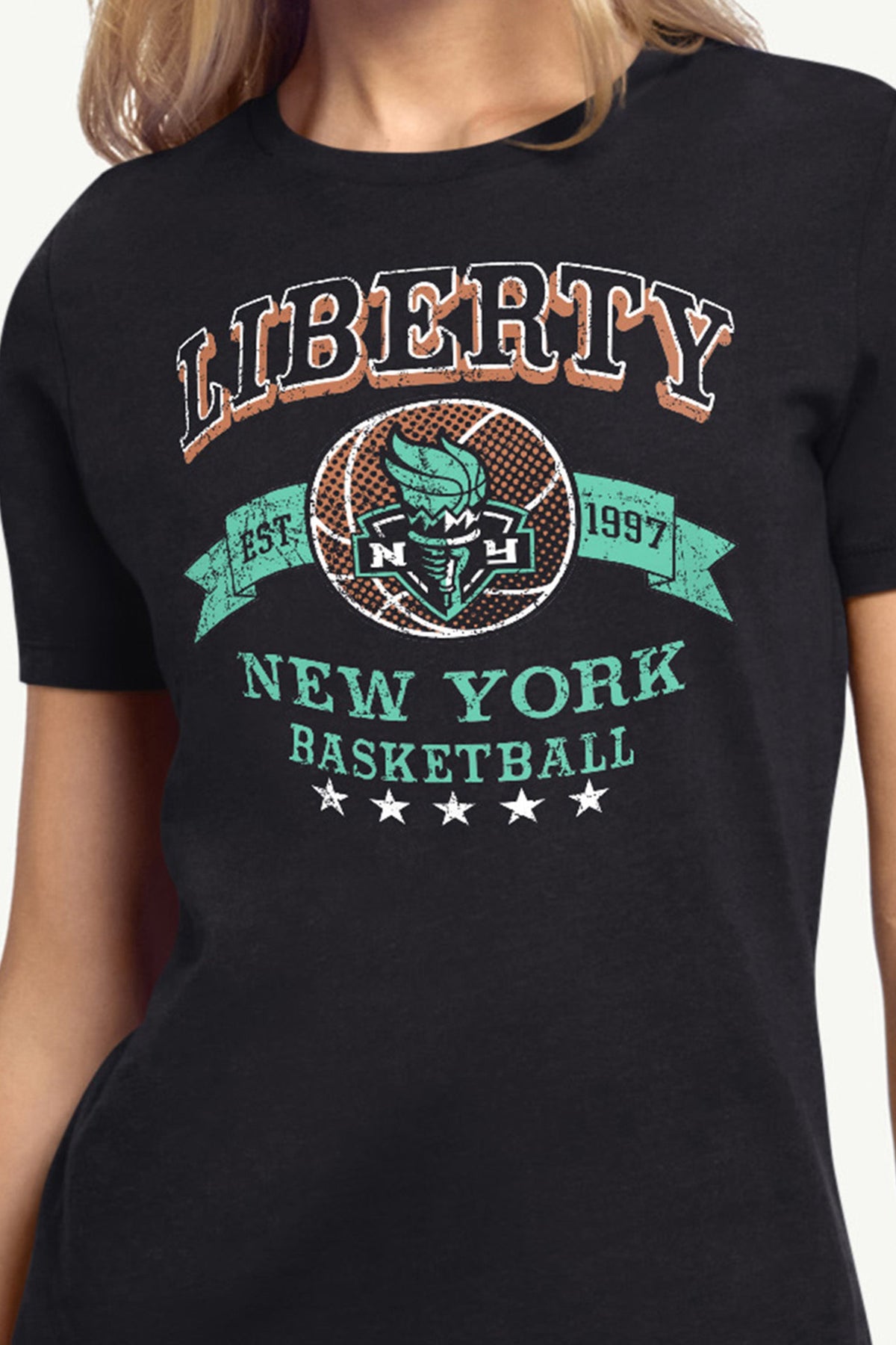 WOMENS WNBA NEW YOR LIBERTY BLEACHERS & BANNER T SHIRT