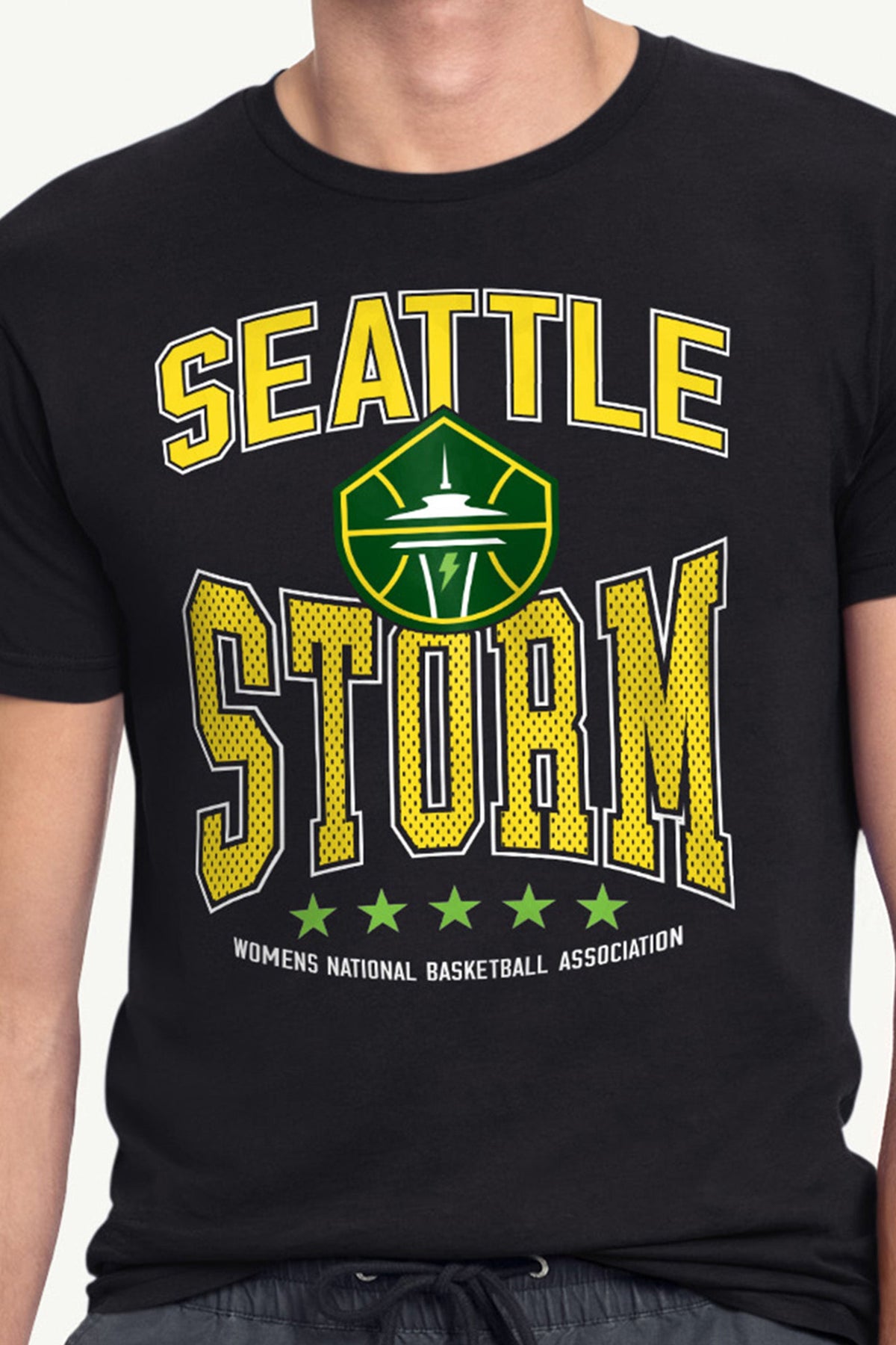 MENS WNBA SEATTLE STORM CENTER SQUEEZE T SHIRT