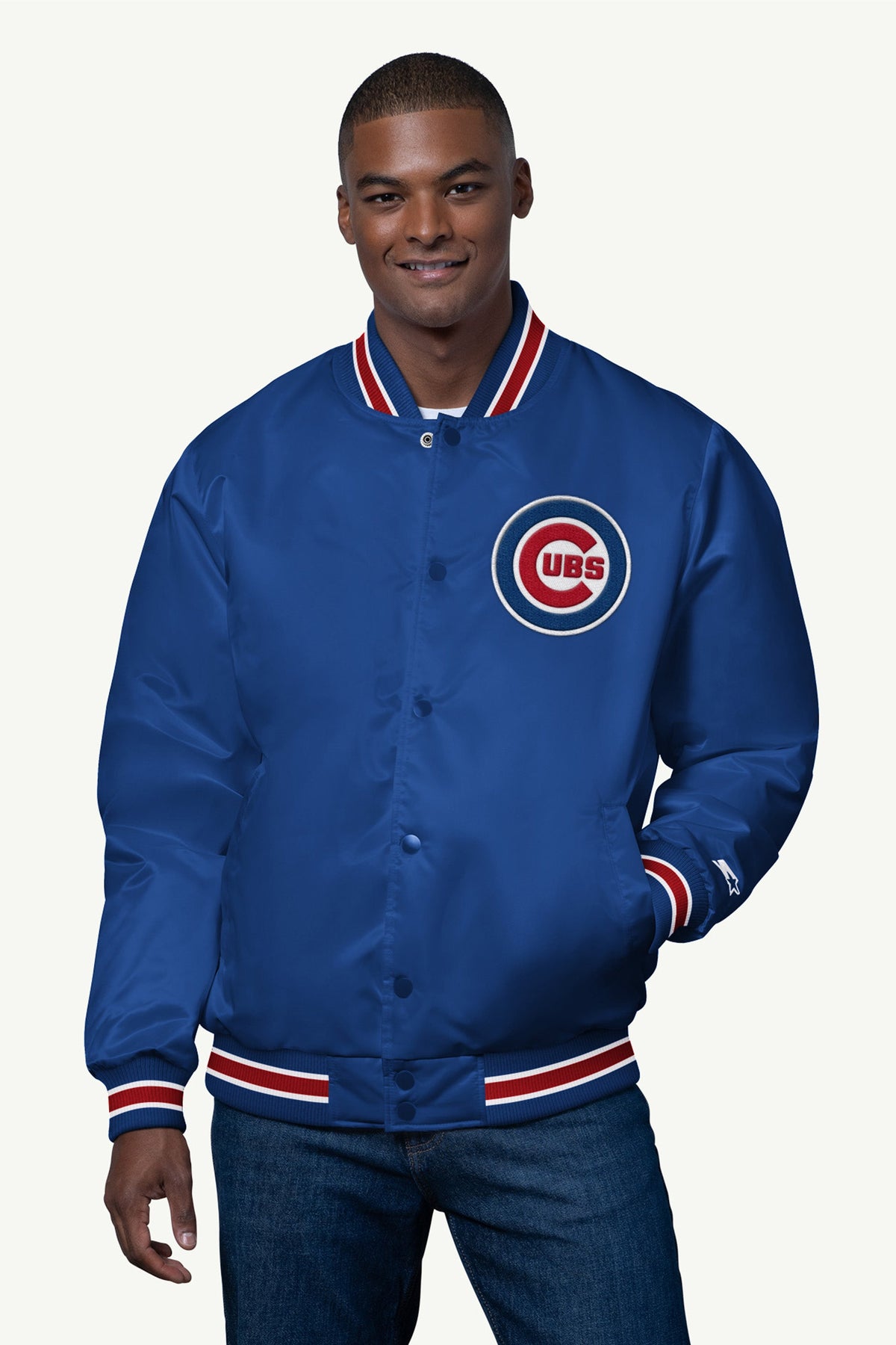 MENS CHICAGO CUBS SATIN VARSITY JACKET