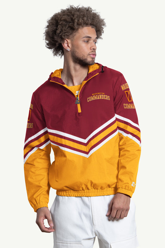 MENS WASHINGTON COMMANDERS  FAIR PLAY HALF ZIP HOODED PULLOVER