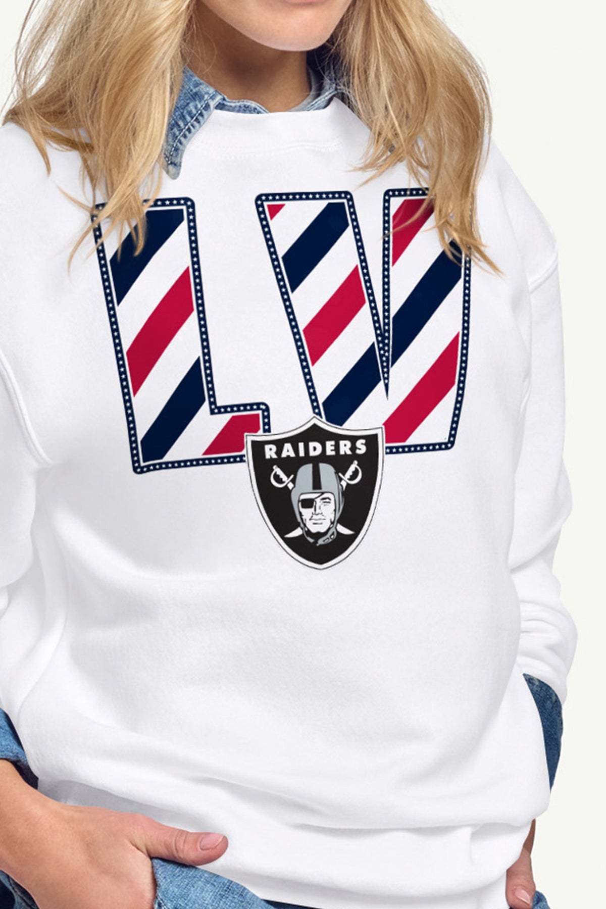 WOMENS LAS VEGAS RAIDERS STARS AND STRIPES SWEATSHIRT