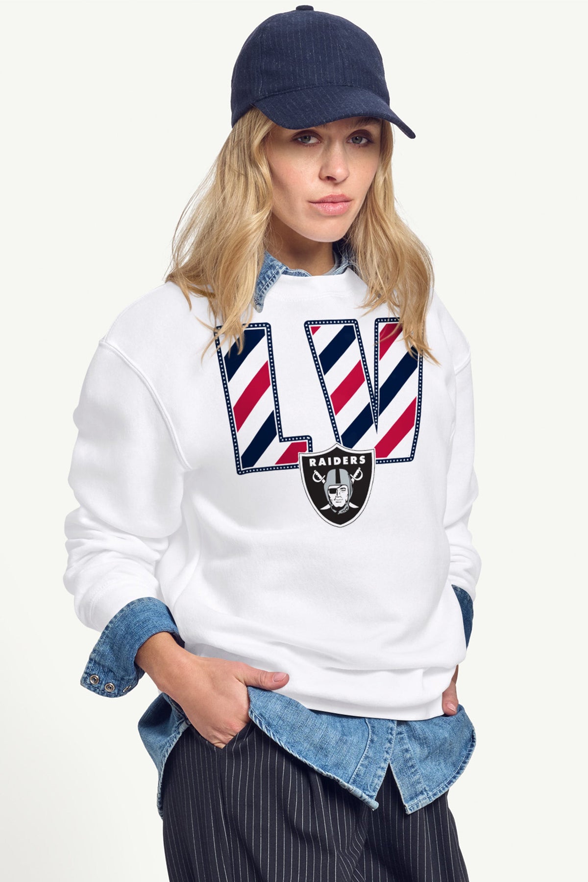 WOMENS LAS VEGAS RAIDERS STARS AND STRIPES SWEATSHIRT