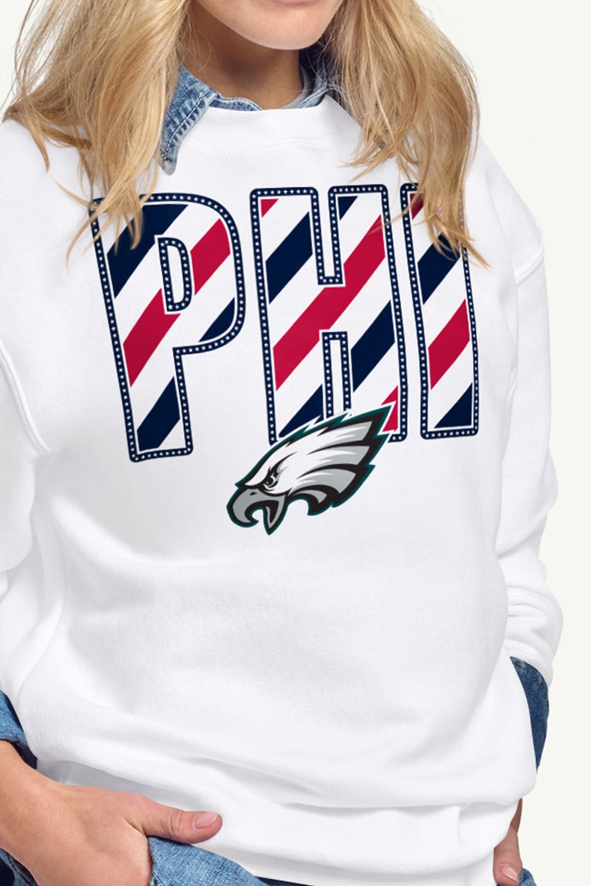 WOMENS PHILADELPHIA EAGLES STARS AND STRIPES SWEATSHIRT