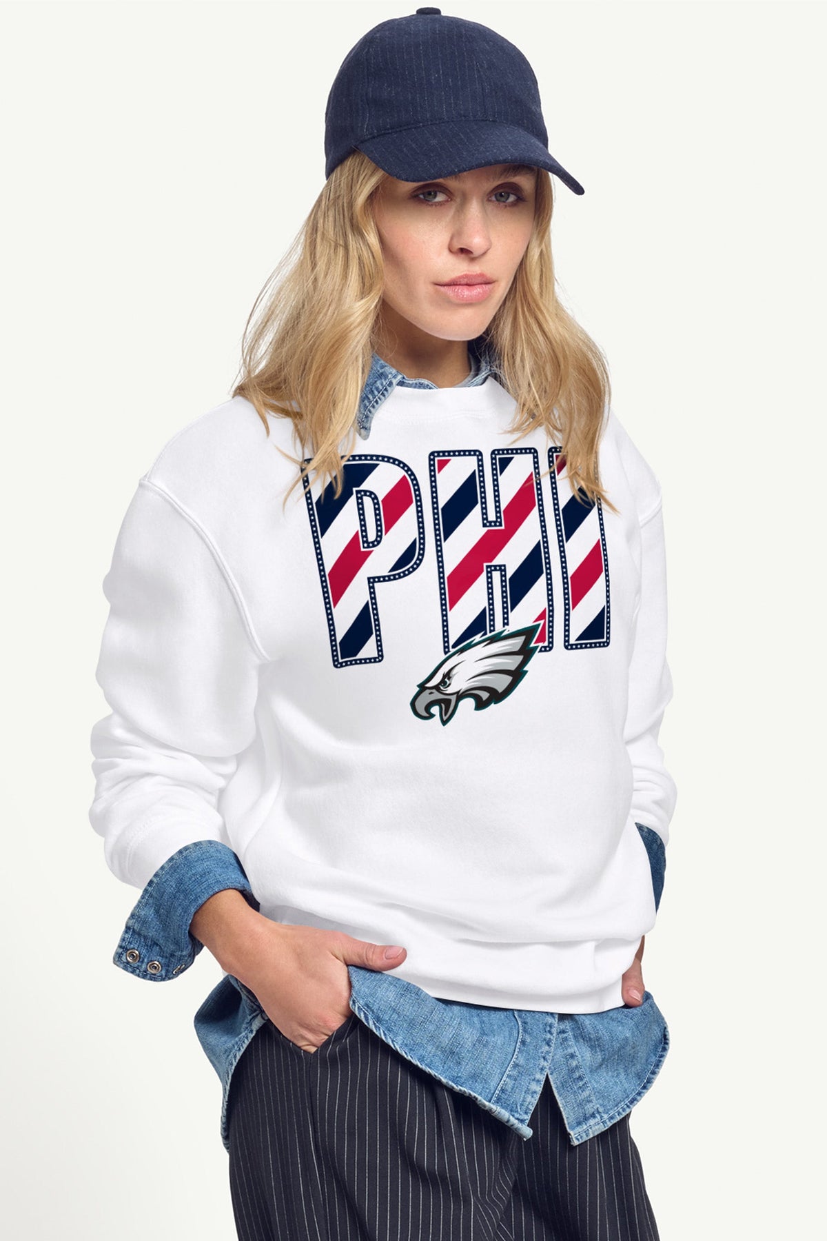 WOMENS PHILADELPHIA EAGLES STARS AND STRIPES SWEATSHIRT