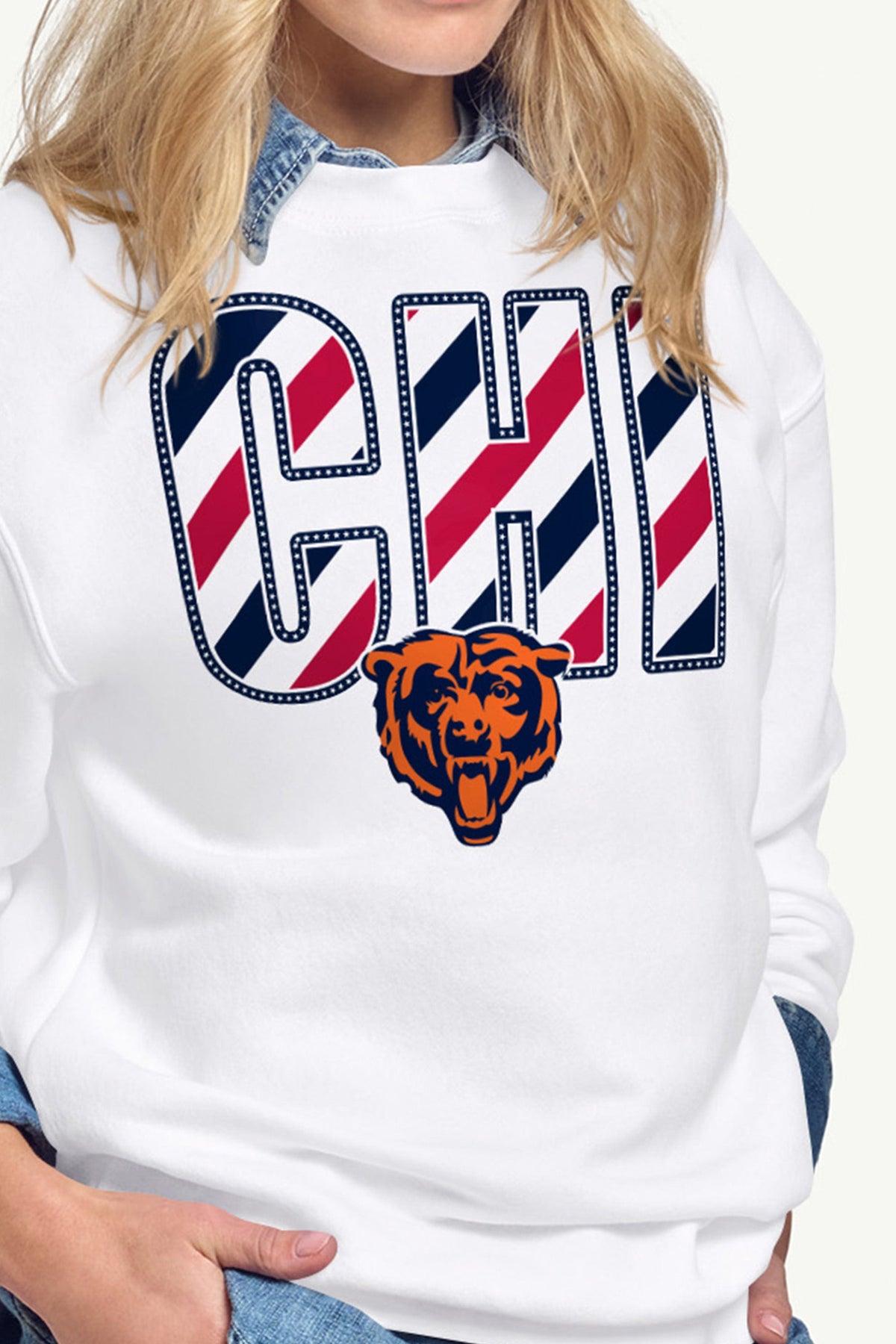 WOMENS CHICAGO BEARS STARS AND STRIPES SWEATSHIRT