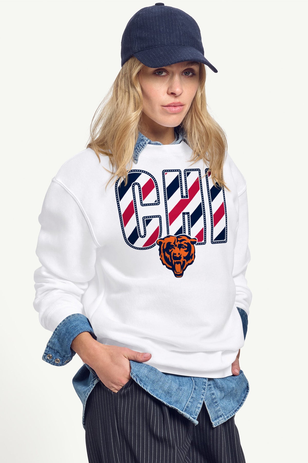 WOMENS CHICAGO BEARS STARS AND STRIPES SWEATSHIRT
