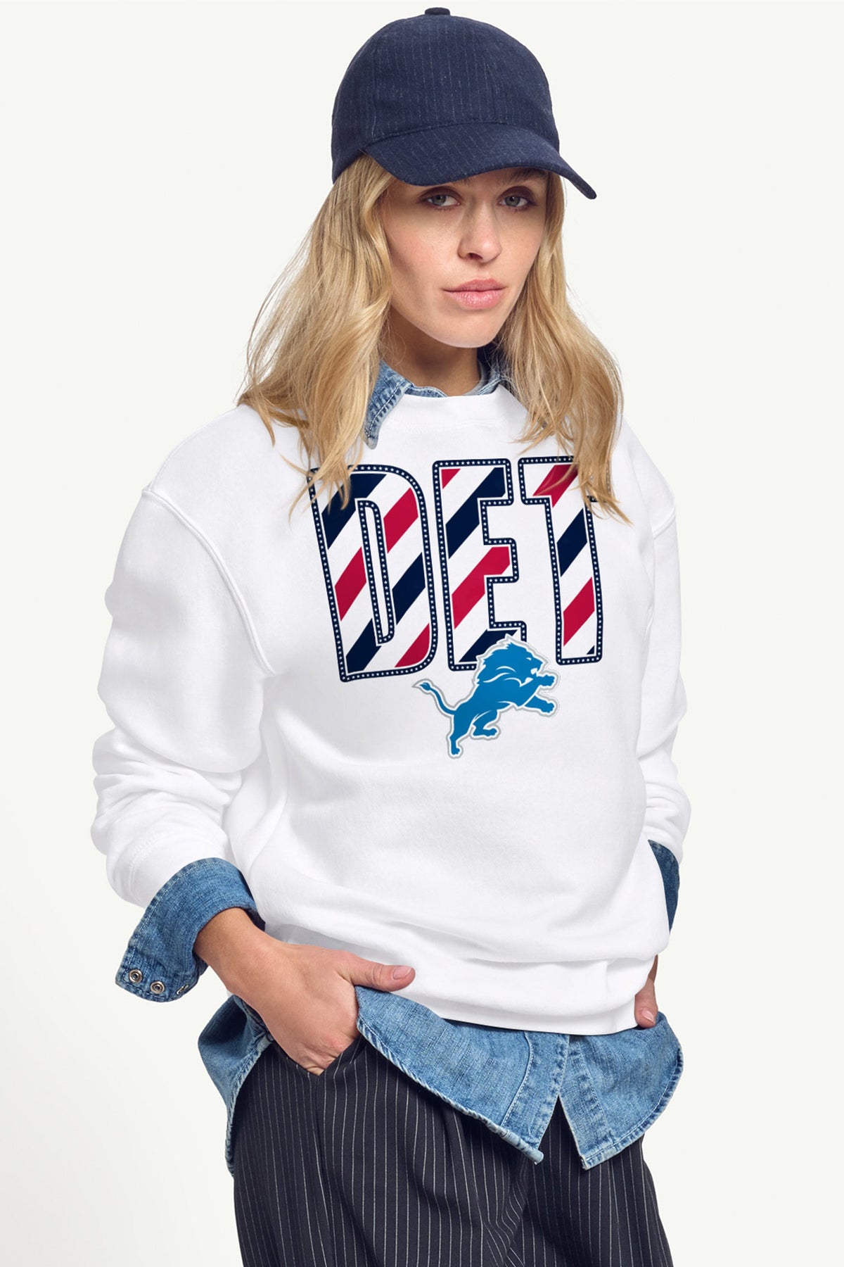 WOMENS DETROIT LIONS STARS AND STRIPES SWEATSHIRT