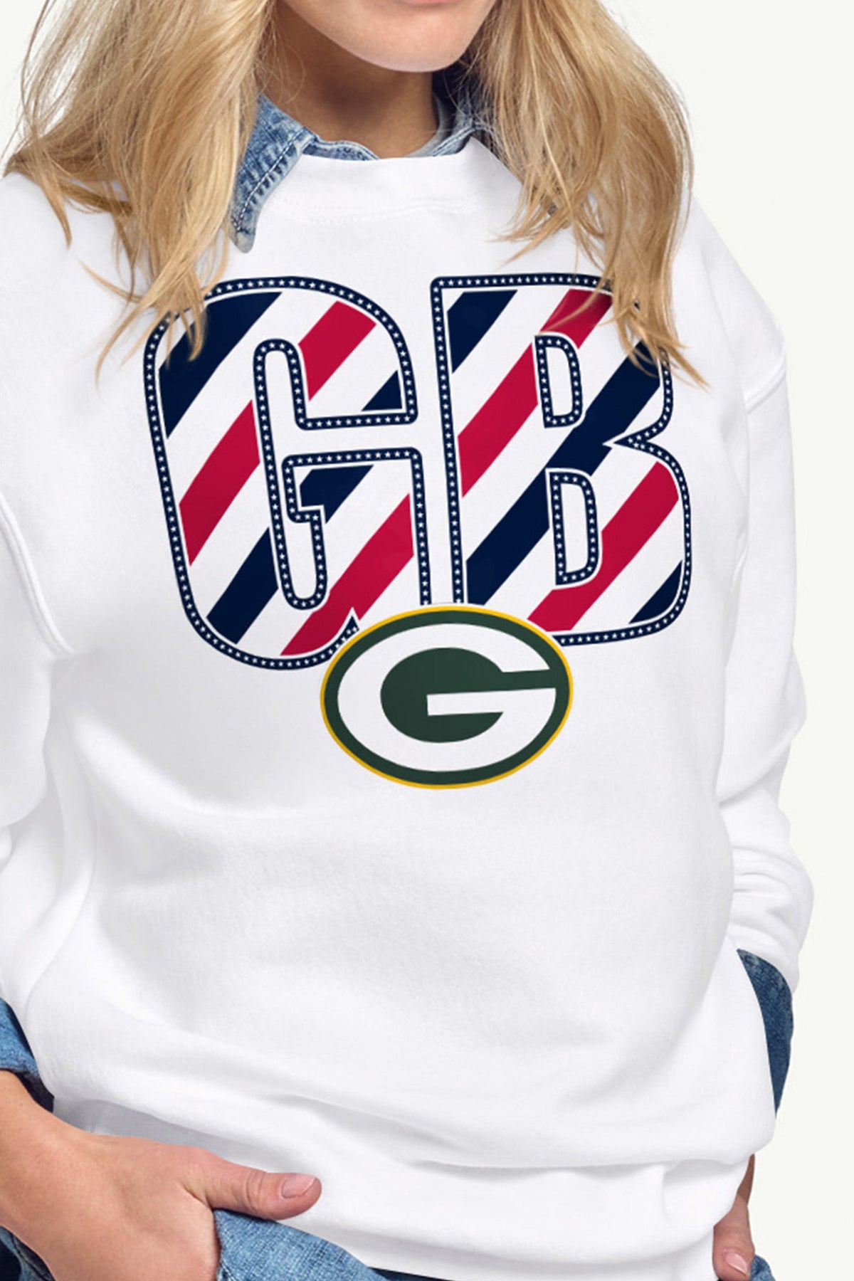 WOMENS GREEN BAY PACKERS STARS AND STRIPES SWEATSHIRT