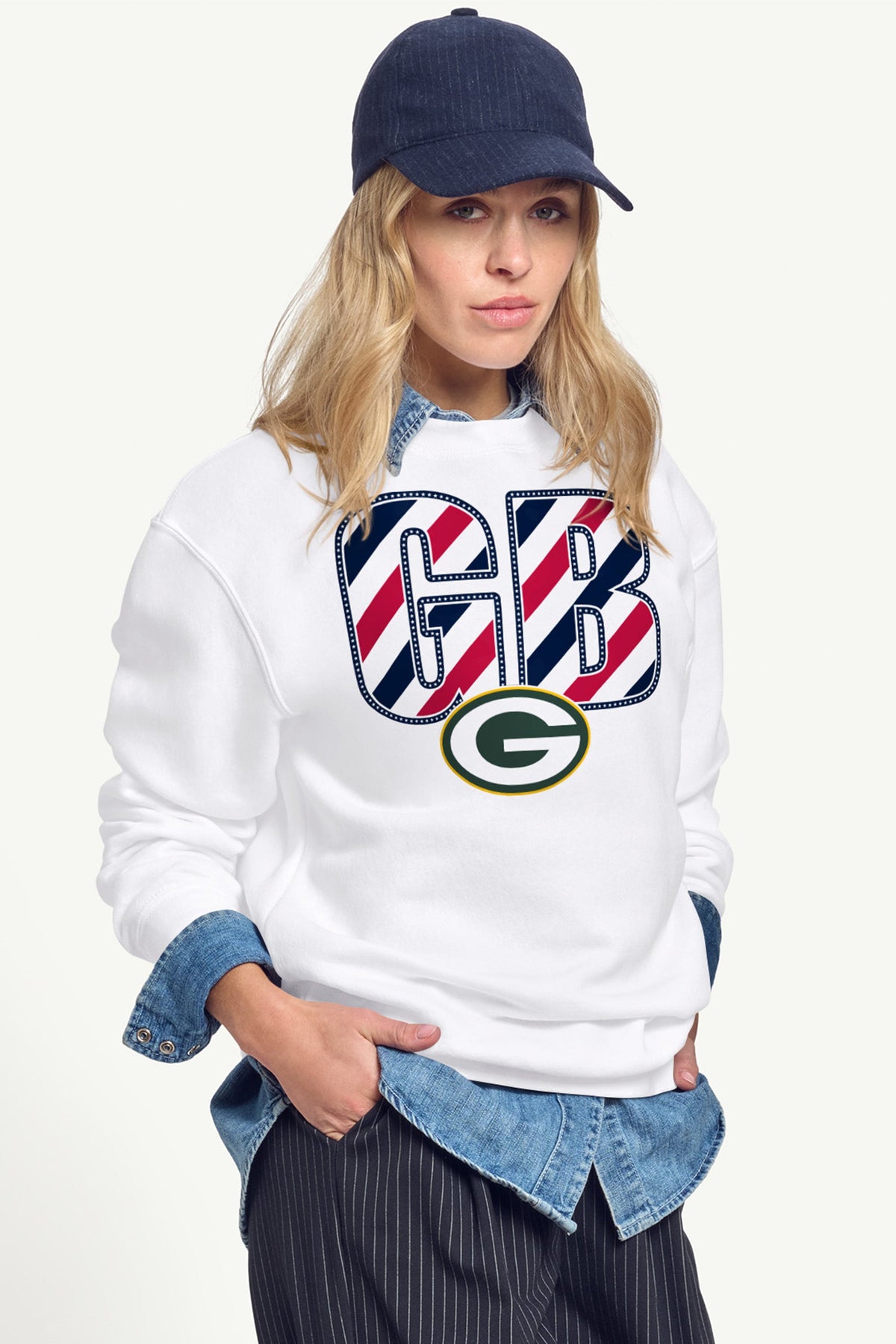 WOMENS GREEN BAY PACKERS STARS AND STRIPES SWEATSHIRT
