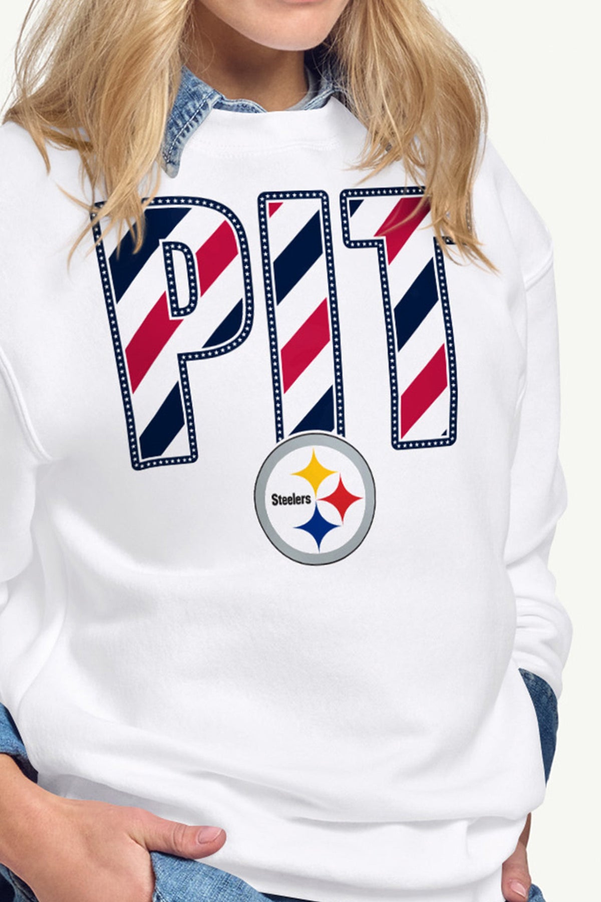 WOMENS PITTSBURGH STEELERS STARS AND STRIPES SWEATSHIRT