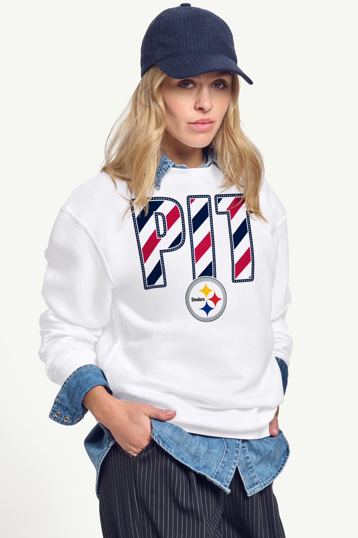 WOMENS PITTSBURGH STEELERS STARS AND STRIPES SWEATSHIRT