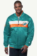 MENS MIAMI DOLPHINS AMBASSADOR SATIN VARSITY JACKET