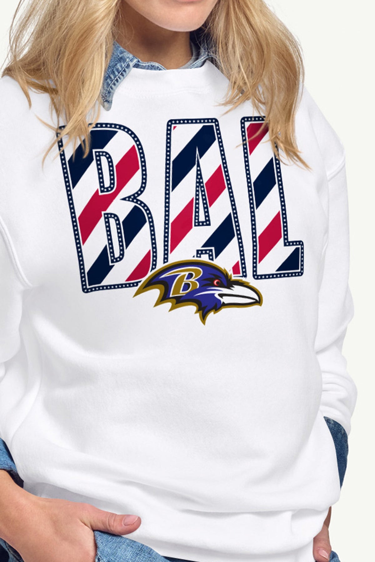 WOMENS BALTIMORE RAVENS STARS AND STRIPES SWEATSHIRT