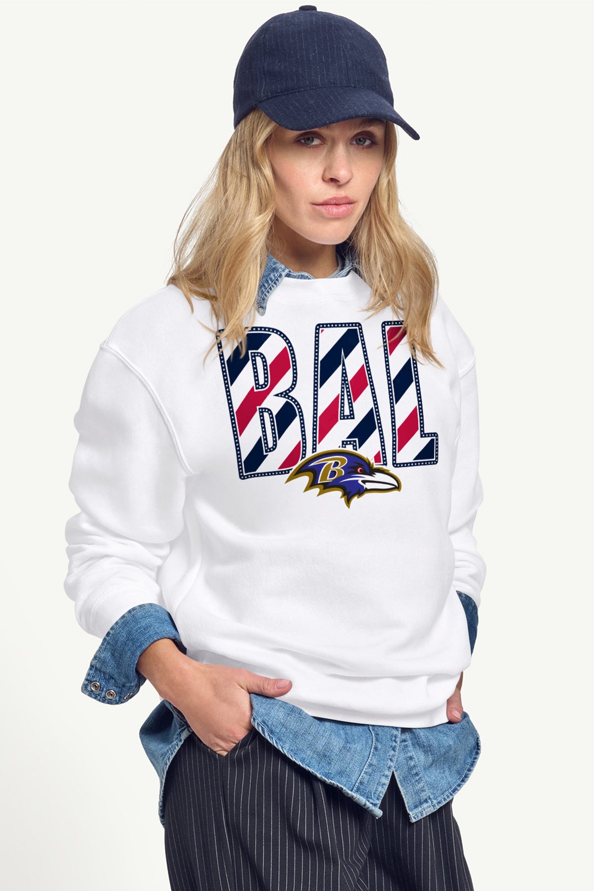 WOMENS BALTIMORE RAVENS STARS AND STRIPES SWEATSHIRT