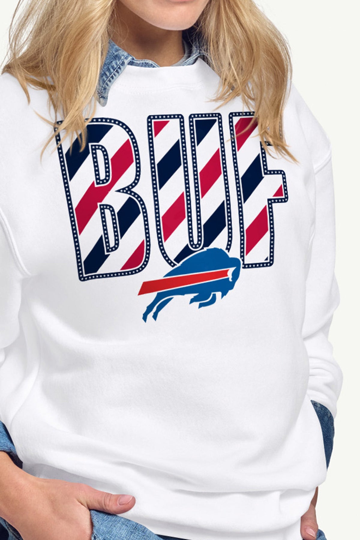 WOMENS BUFFALO BILLS STARS AND STRIPES SWEATSHIRT